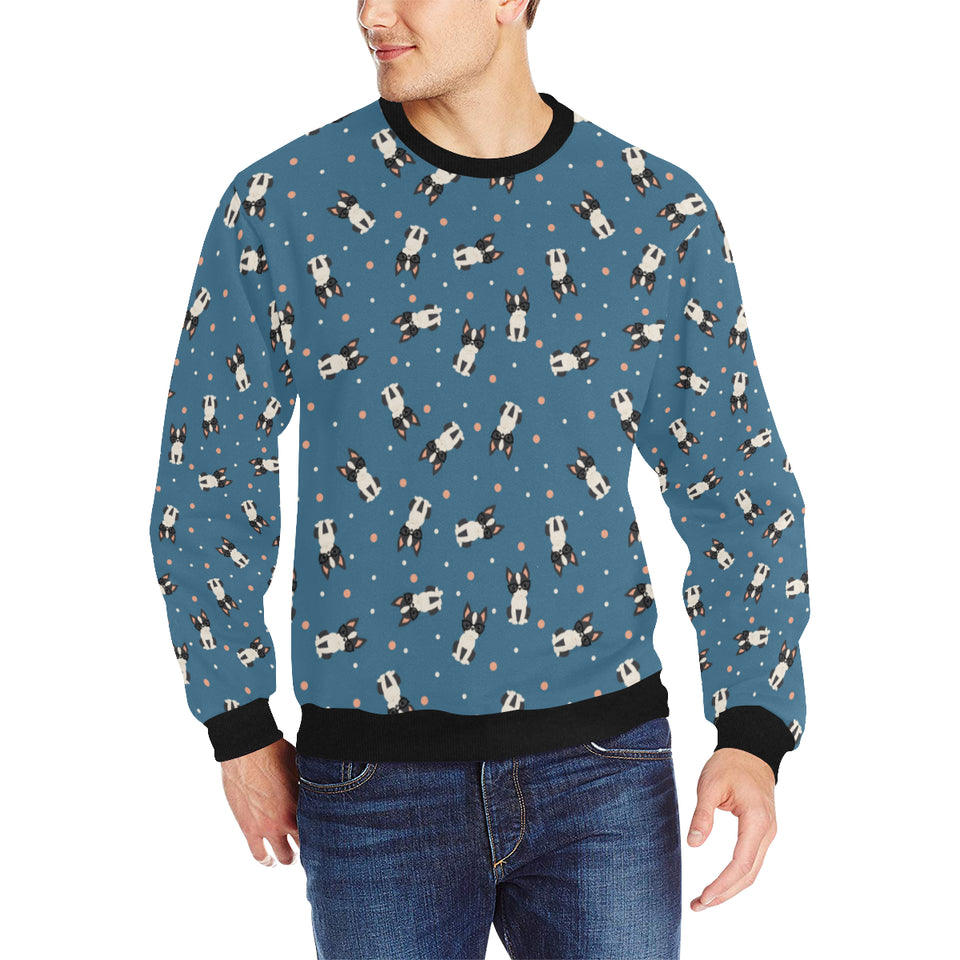 Cute boston terrier dog spattern Men's Crew Neck Sweatshirt