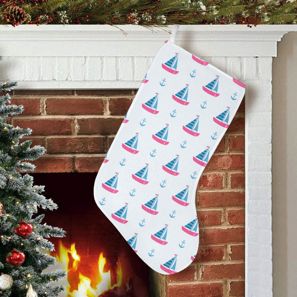 Sailboat anchor pattern Christmas Stocking