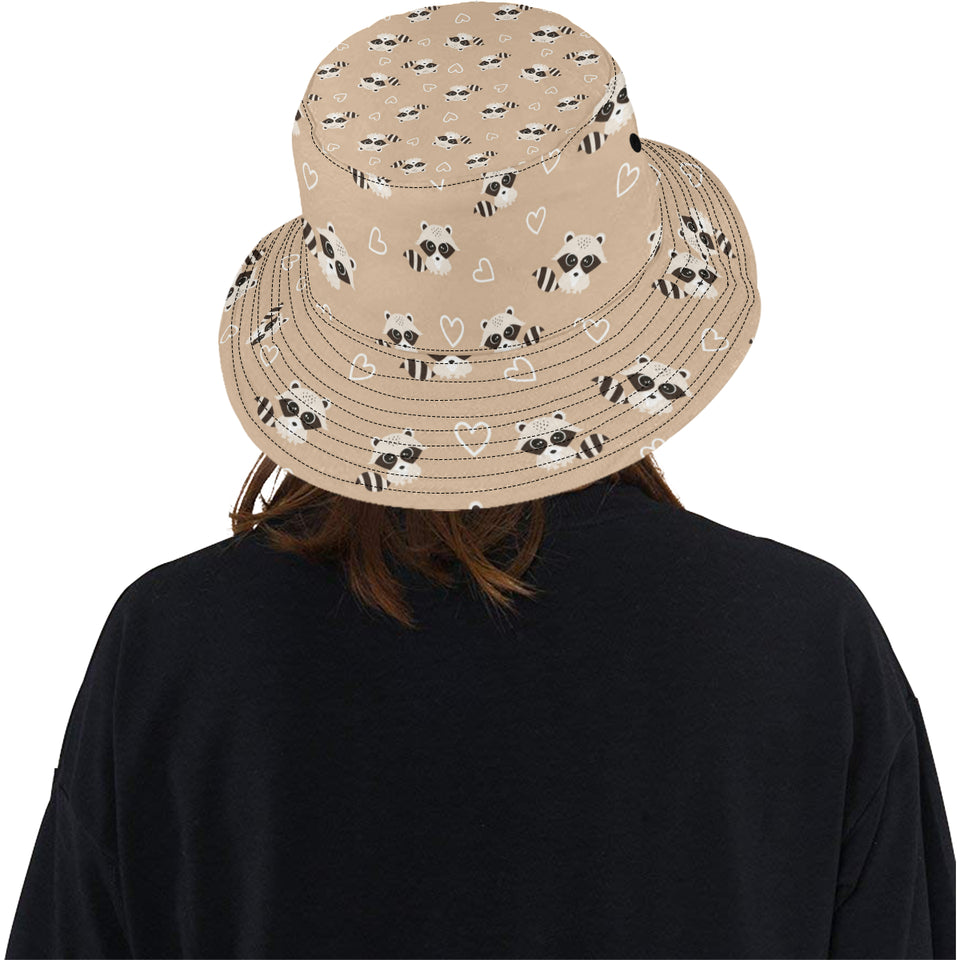 Cute raccoon heart pattern Unisex Bucket Hat
