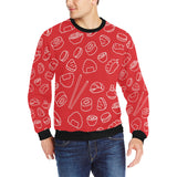 sushi pattern red background Men's Crew Neck Sweatshirt