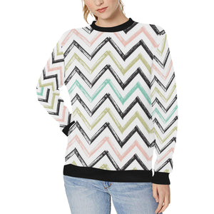 zigzag  chevron paint pattern Women's Crew Neck Sweatshirt