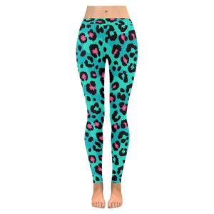 Green leopard skin print pattern Women's Legging Fulfilled In US