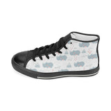 cute rhino heart pattern Women's High Top Canvas Shoes Black