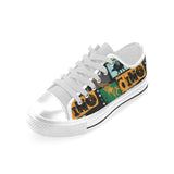dinosaurs print pattern Men's Low Top Canvas Shoes White