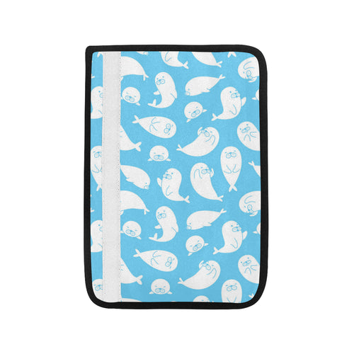 Cute white sea lion seals pattern Car Seat Belt Cover