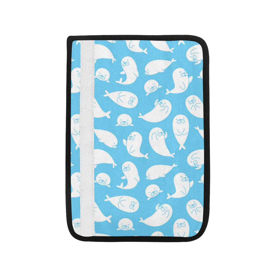 Cute white sea lion seals pattern Car Seat Belt Cover