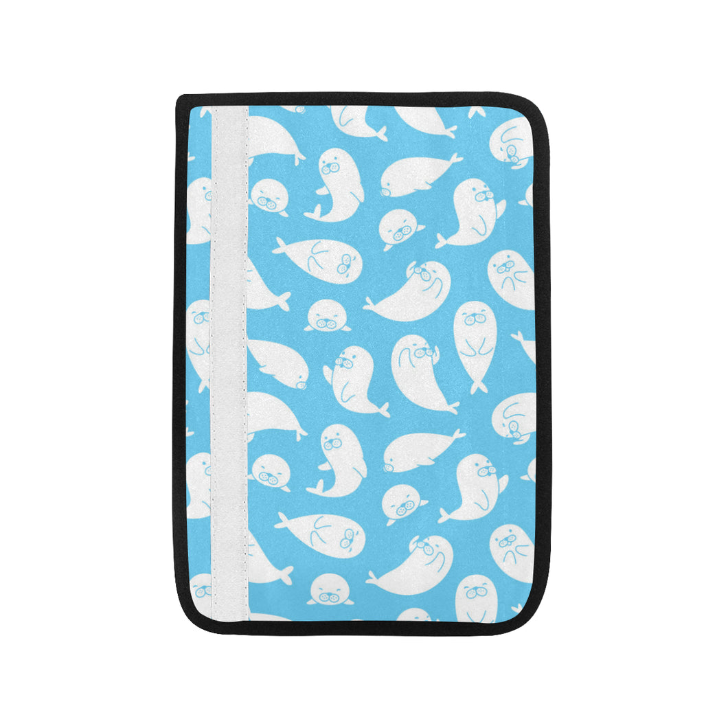 Cute white sea lion seals pattern Car Seat Belt Cover