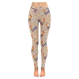 Cute rooster chicken cock floral ornament backgrou Women's Legging Fulfilled In US