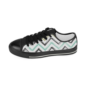 zigzag  chevron paint pattern Kids' Boys' Girls' Low Top Canvas Shoes Black