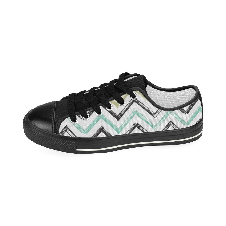 zigzag  chevron paint pattern Kids' Boys' Girls' Low Top Canvas Shoes Black