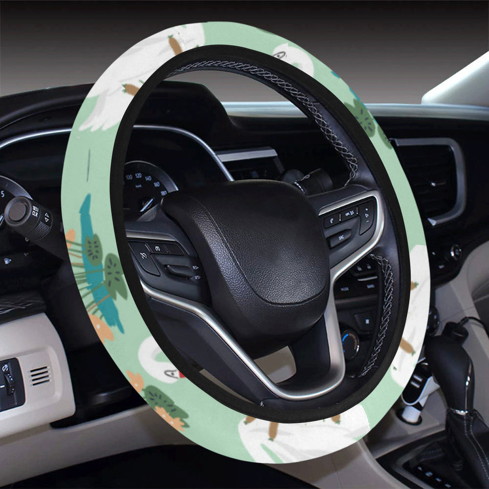White swan lake pattern Car Steering Wheel Cover