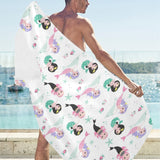 cute mermaid dolphin fish starfish pattern Beach Towel