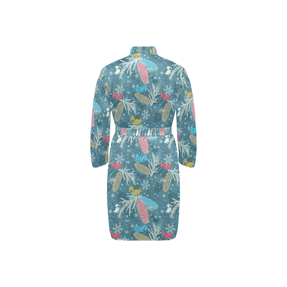 Squirrel Pattern Print Design 01 Men's Long Sleeve Belted Night Robe