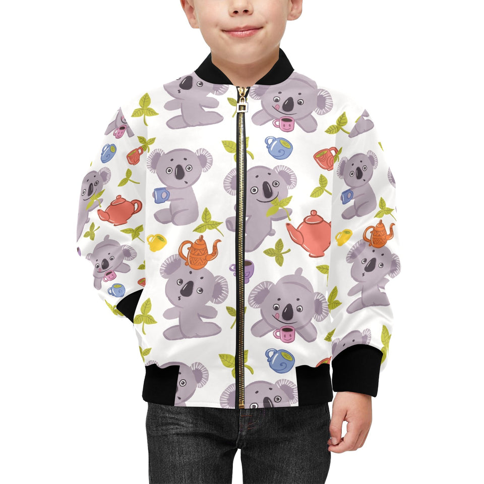 Cute koalas teapots tea Kids' Boys' Girls' Bomber Jacket