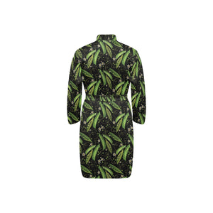 Green Peas Pattern Print Design 02 Men's Long Sleeve Belted Night Robe