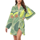 Avocado pattern Women's Long Sleeve Belted Night Robe