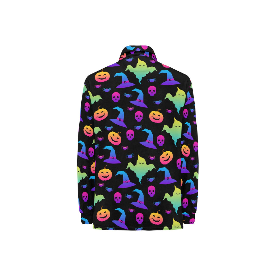 Colorful halloween background Women's Long Sleeve Polo Shirt
