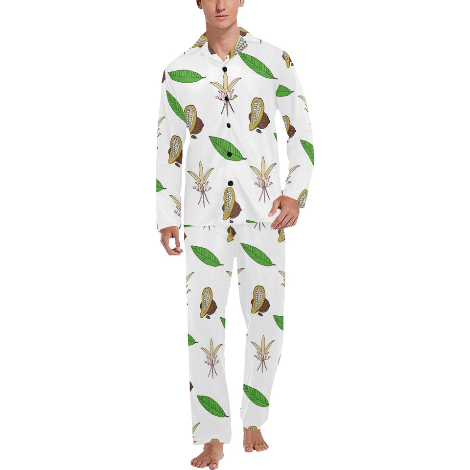 Color hand drawn cacao pattern Men's Long Pajama Set