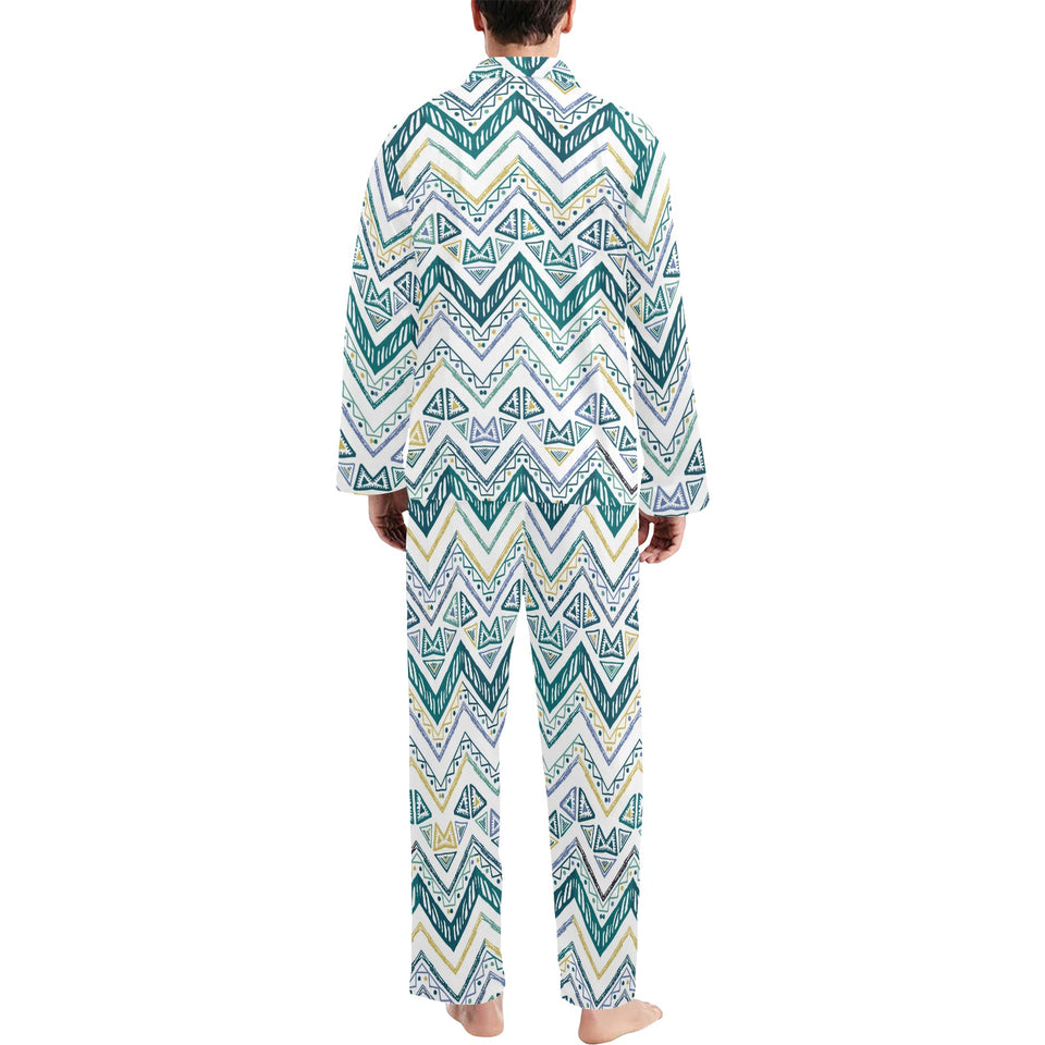 zigzag chevron paint design pattern Men's Long Pajama Set