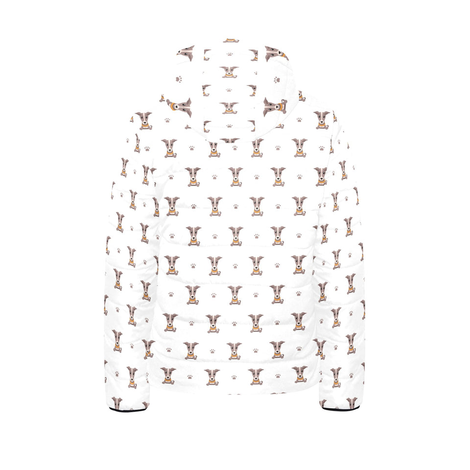 Greyhound Pattern Print Design 05 Kids' Boys' Girls' Padded Hooded Jacket