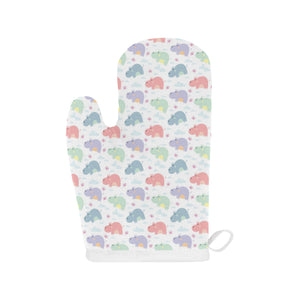 Hippopotamus Pattern Print Design 03 Heat Resistant Oven Mitts