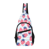 Strawberry pattern blue lines background All Over Print Chest Bag