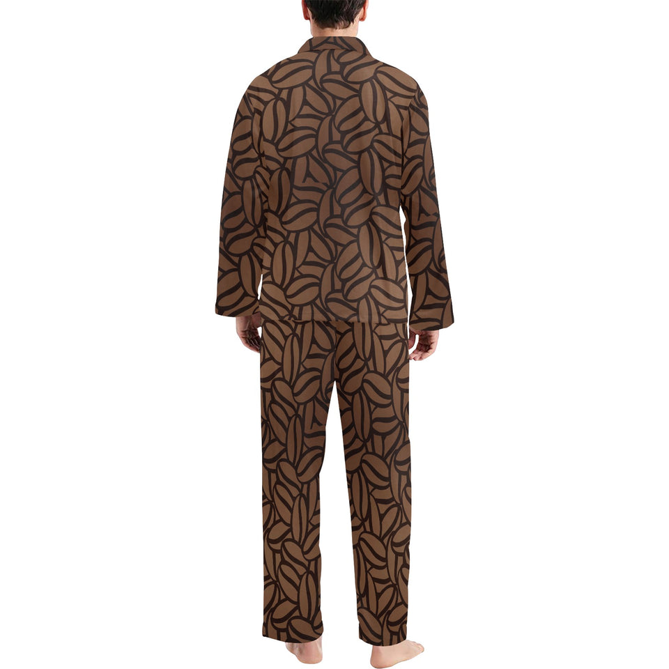 coffee bean pattern Men's Long Pajama Set