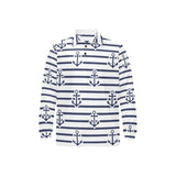 Anchor rope nautical pattern Men's Long Sleeve Polo Shirt