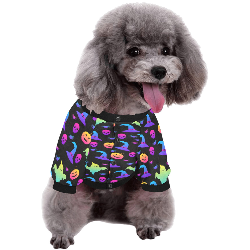Colorful halloween background All Over Print Pet Dog Round Neck Fuzzy Shirt