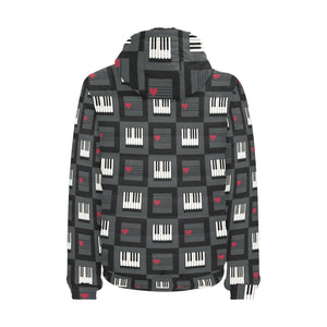 Piano Pattern Print Design 05 Men's Padded Hooded Jacket