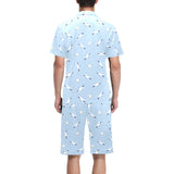Seagull Pattern Print Design 02 Men's V-Neck Short Pajama Set