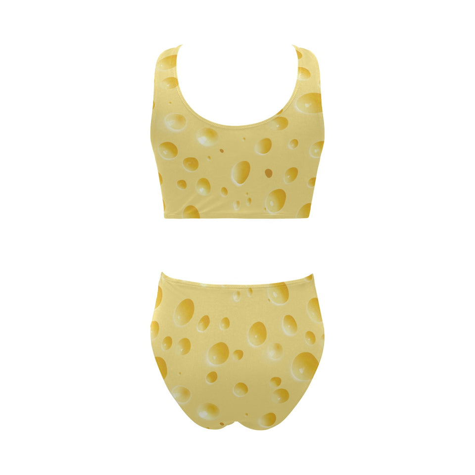 Cheese texture Chest Bowknot High Waisted Bikini Swimsuit