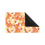 Orange yellow orchid flower pattern background Doormat