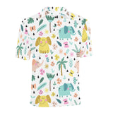 Cute elephants palm tree flower butterfly pattern Men's All Over Print Polo Shirt