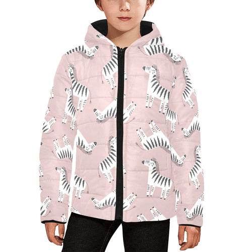 Cute zebra pattern Kids' Boys' Girls' Padded Hooded Jacket