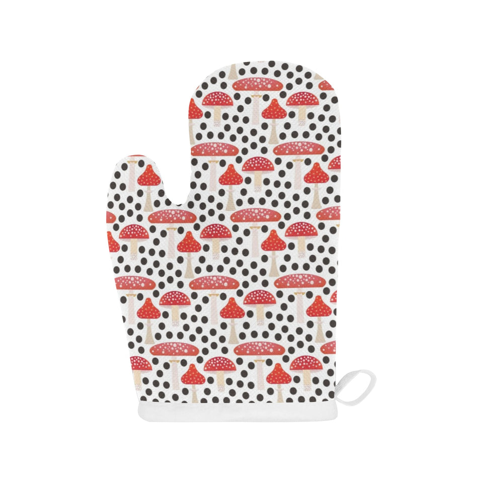 Red mushroom dot pattern Heat Resistant Oven Mitts