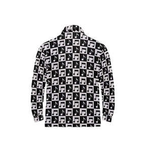 Music Notes Pattern Print Design 01 Men's Long Sleeve Polo Shirt