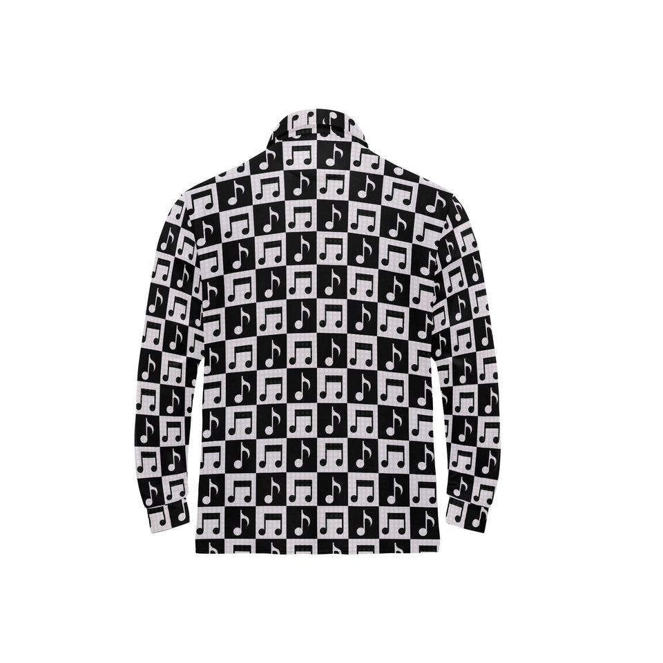 Music Notes Pattern Print Design 01 Men's Long Sleeve Polo Shirt