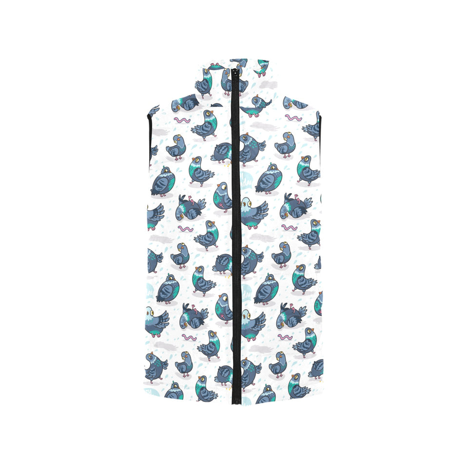 Pigeon Pattern Print Design 02 Women's Padded Vest