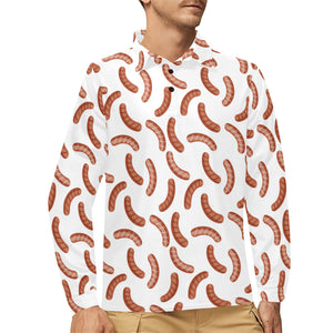Sausage Pattern Print Design 04 Men's Long Sleeve Polo Shirt