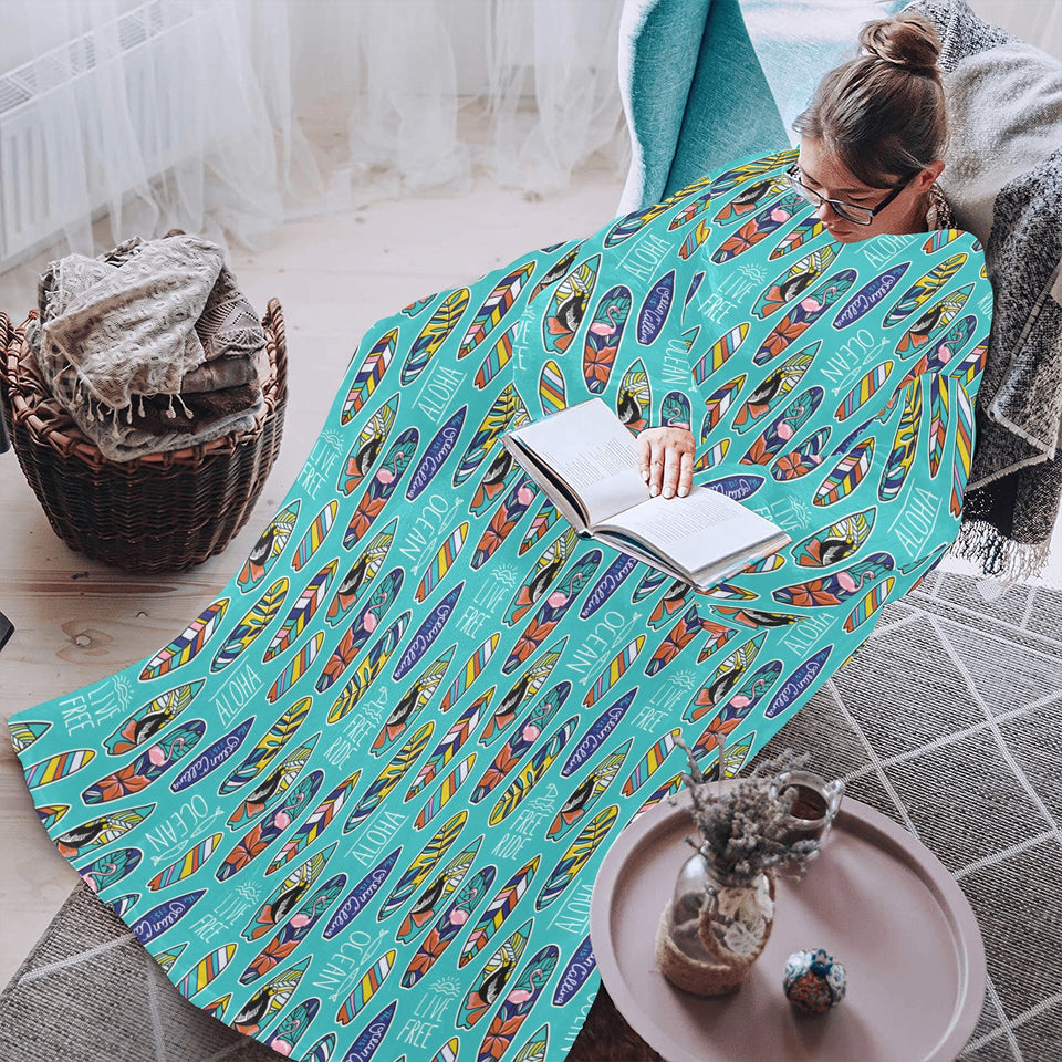 Surfboard Pattern Print Design 05 Blanket Robe with Sleeves