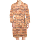 Brick Printed Pattern Print Design 04 Men's Long Sleeve Belted Night Robe