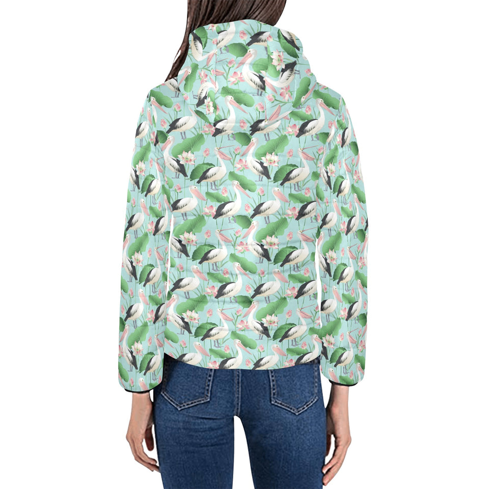 Pelican Pattern Print Design 01 Women's Padded Hooded Jacket
