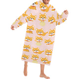 Cute shiba inu dog pattern Blanket Robe with Sleeves