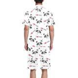 Hand Drawn faces of pandas pattern Men's V-Neck Short Pajama Set