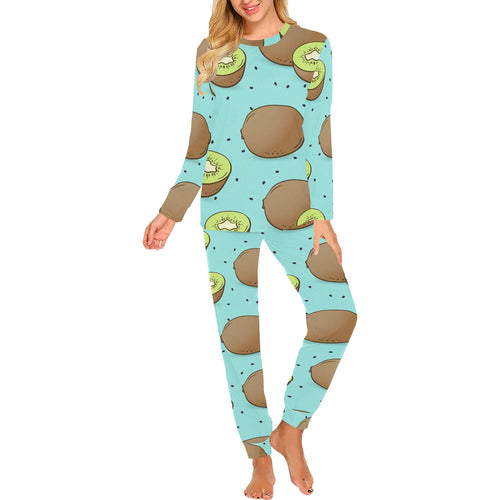 Kiwi blue background Women's All Over Print Pajama Set