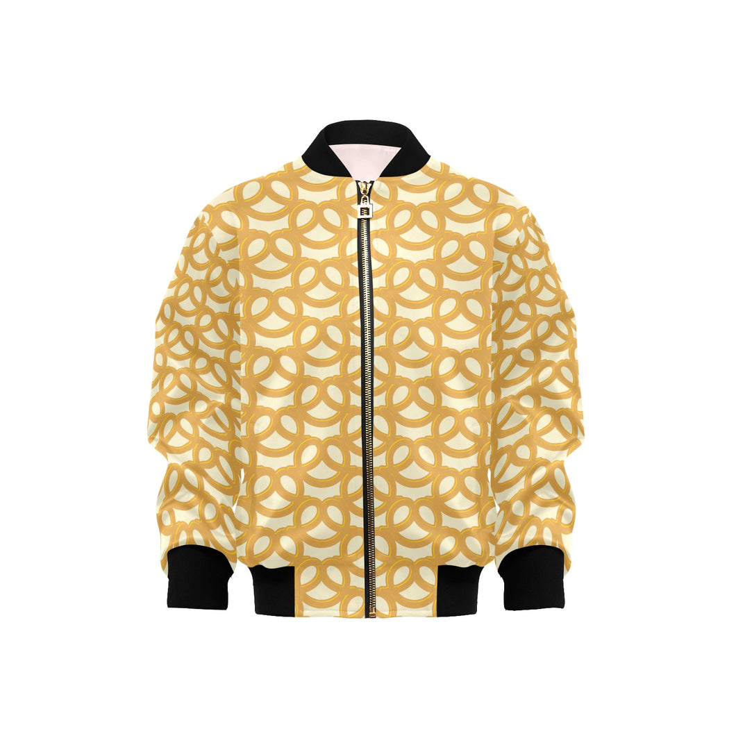 Pretzels Pattern Print Design 01 Kids' Boys' Girls' Bomber Jacket