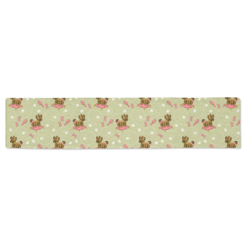 Yorkshire Terrier Pattern Print Design 01 Table Runner