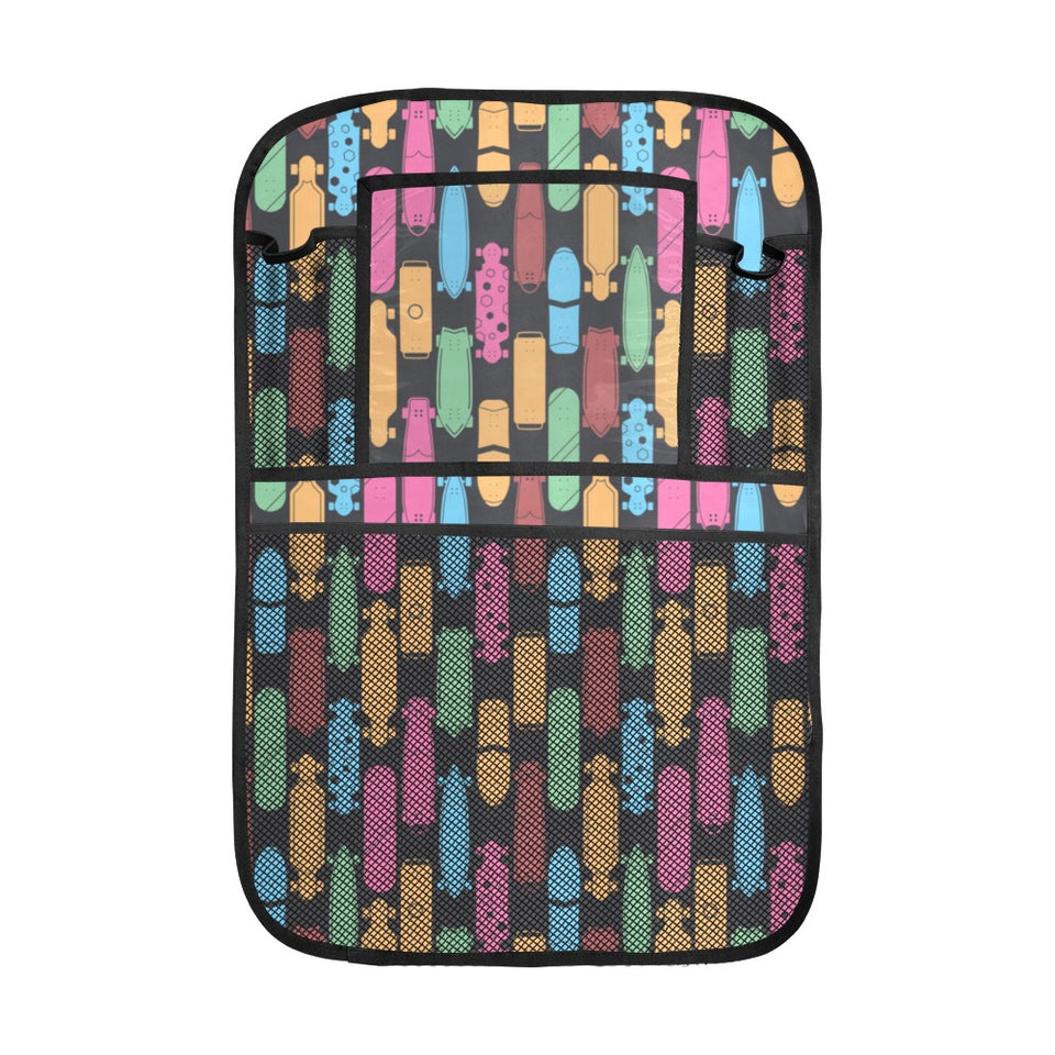 Skate Board Pattern Print Design 02 Car Seat Back Organizer