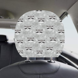 Cute raccoons leaves dot Car Headrest Cover